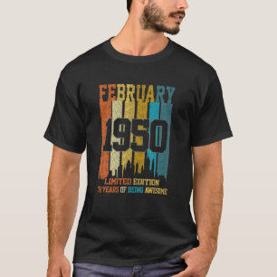 T-shirt Vintage 1950 72 Ans Fabriqué En Février 1950 72E