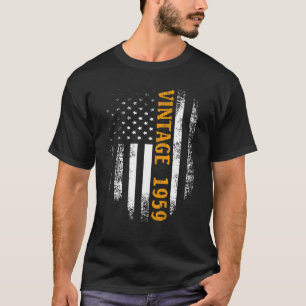 T-shirt Vintage 1959 Avec Drapeau Américain 63 Cadeau Anni