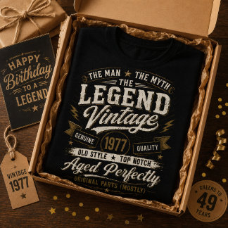 T-shirt Vintage 1977 Vieilli Parfaitement 49e Anniversaire