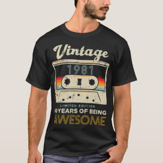 T-shirt Vintage 1981 Bande de cassette 40 Magnifique 40e a