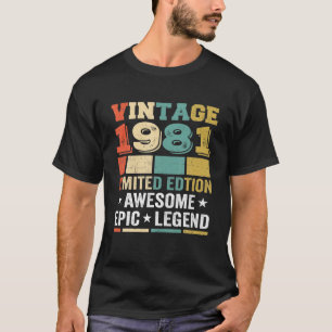 T-shirt Vintage 1981 Born In 1981 40Th Birthday