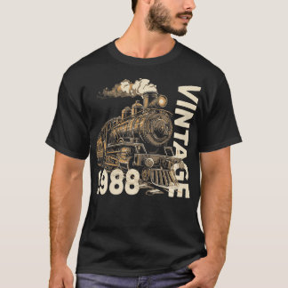 T-shirt Vintage 1988 Steampunk Steam Train Locomotive 36e