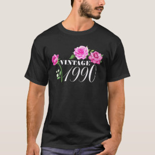 T-shirt Vintage 1990 32 Ans Fleurs Cadeaux d'anniversaire