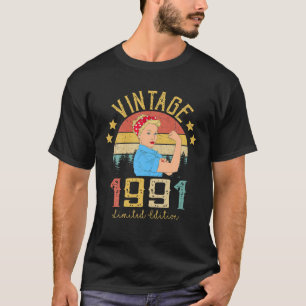 T-shirt Vintage 1991 Fait En 1991 30E Anniversaire Femmes