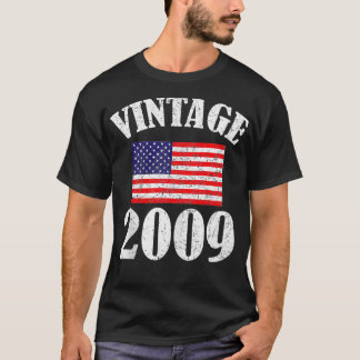 T-shirt Vintage 2009 Drapeau américain 15 ans Anniversaire