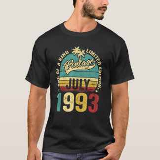 T-shirt Vintage 29 Ans Juillet 1993 Décorations 29e Bi
