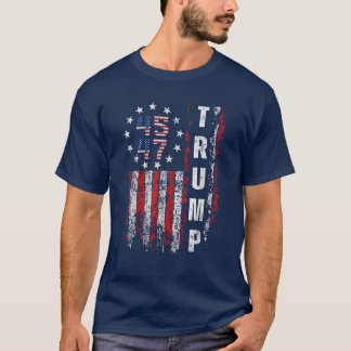 T-shirt Vintage 45 47 Donald Trump 2025 États-Unis Drapeau
