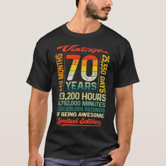 T-shirt Vintage 70th Birthday 70 Years 840 Months Of Bein