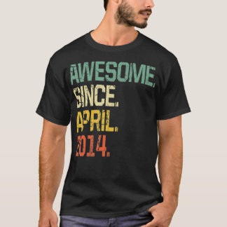 T-shirt Vintage 8 Ans Funny Amusant Depuis Avril 201