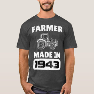T-shirt Vintage Agriculteur Né En 1943 80 Ans Pères D