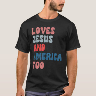 T-shirt Vintage aime Jésus et l'Amérique aussi 4 juillet m