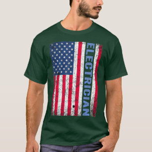 T-shirt Vintage Américaine Flag Electrician Shirt Don de