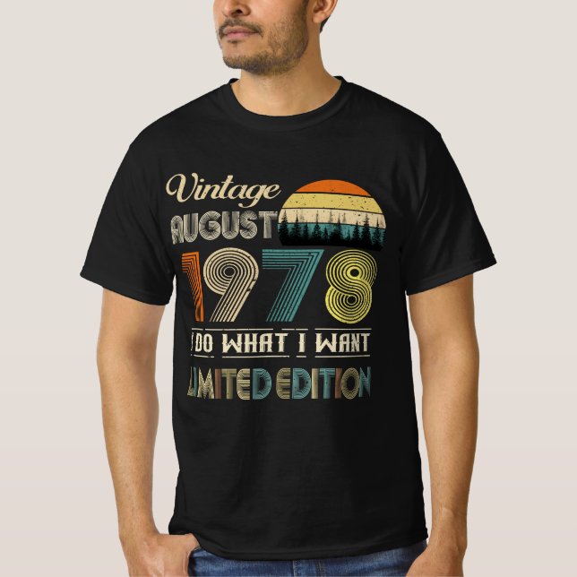 T-shirt vintage août 1978 - Anniversaire de style  (Devant)