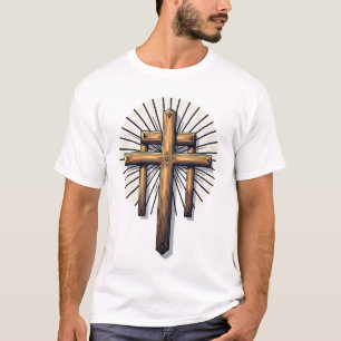 T-shirt vintage avec trois croix gravées de la foi