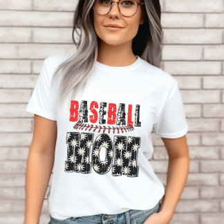 T-shirt Vintage Baseball Maman-Distressed Motif Floral