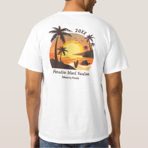 T-shirt Vintage Beach Sunset surf de vacances orange brun