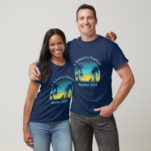 T-shirt Vintage Beach Sunset Vacation Orange-bleu chaise-l