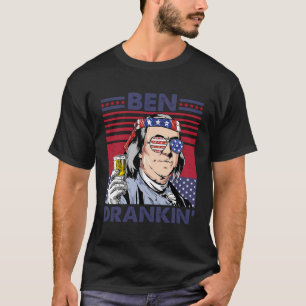 T-shirt Vintage Ben Drankin' Drôle 4 juillet Boire Pr