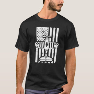 T-shirt Vintage Biplane USA Flag Avion pilote 9