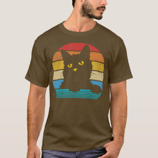 T-shirt Vintage Black Amoureux des chats Style Rétro Chats