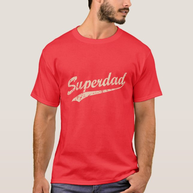 T-shirt vintage blanc Super Papa (Devant)