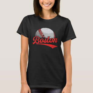 T-shirt Vintage Boston Cityscape Baseball Homme Femmes K