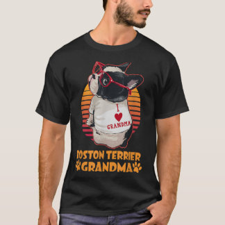 T-shirt Vintage Boston Terrier Grandma Wear Sunglasses Dog