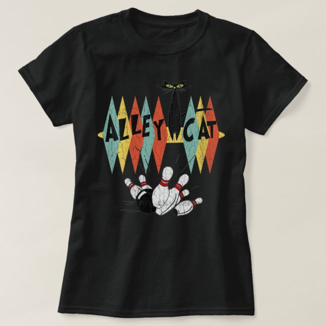 T-shirt Vintage Bowler Alley Cat (Design devant)