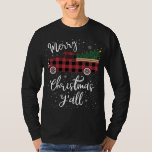 T-shirt Vintage Buffalo Plaid Camion Rouge Joyeux Noël Y'