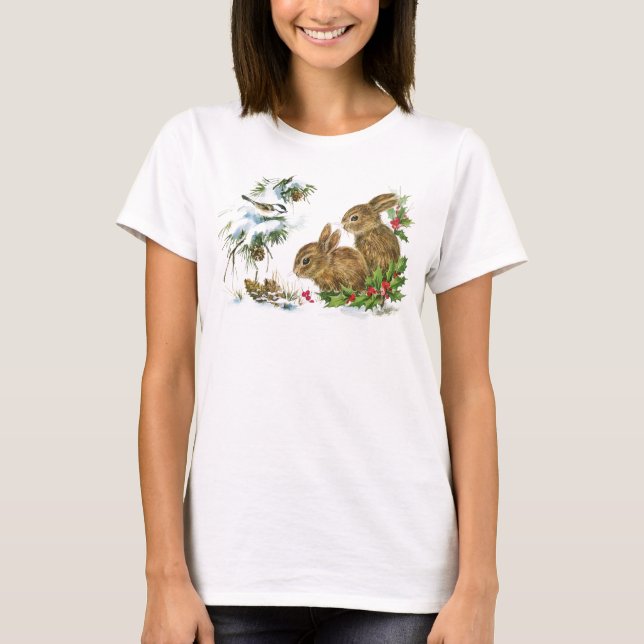 T-shirt Vintage Bunnies de Noël (Devant)