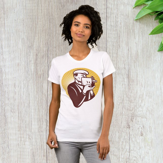 T-shirt vintage Cameraman pour femmes (Créateur téléchargé)