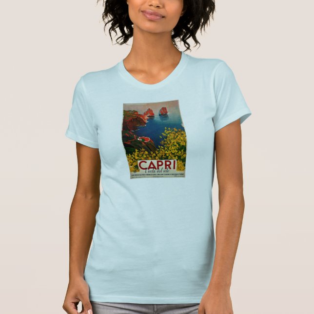 T-shirt Vintage Capri L'Isola del Sole Italie Bleu (Devant)