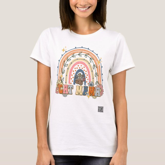 T-shirt Vintage Cat Mama (Devant)