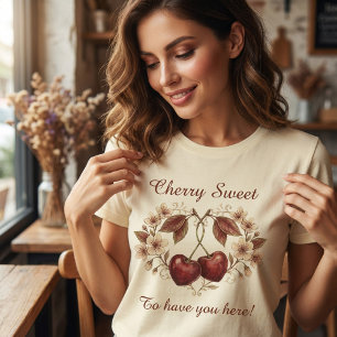 T-shirt Vintage Cerise Douceur De Vous Avoir Ici Floral