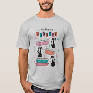 T-shirt Vintage Chats Noirs du milieu du siècle Pyrex Mens