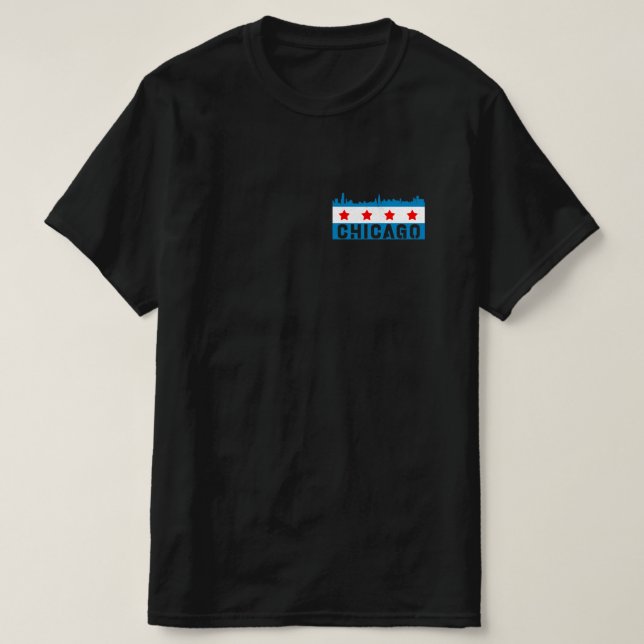 T-shirt Vintage Chicago Flag Skyline (Design devant)