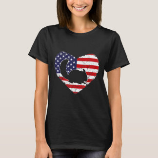 T-shirt Vintage Chinchilla Animal Love American Flag Valen