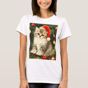 T-shirt Vintage Christmas Kitten