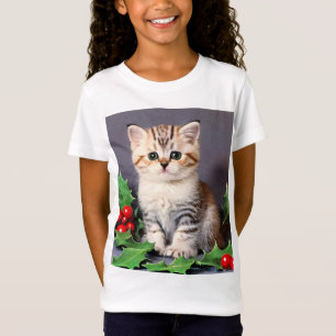 T-Shirt Vintage Christmas Kitten et Holly