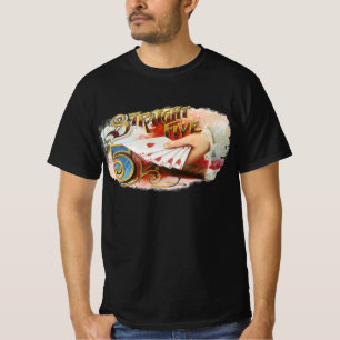 T-shirt Vintage Cigar Étiquette Art Flush droit avec Coeur
