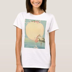 T-shirt Vintage cigogne avec petite fille dans une couvert