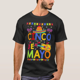 T-shirt Vintage Cinco De Mayo Meico Guitare Funny 