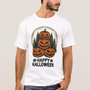 T-shirt Vintage Citrouille Halloween Jack O Lanterne Forêt