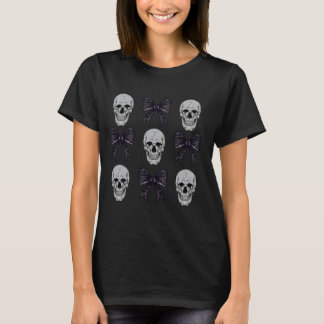 T-shirt Vintage Coquette Bow Skeleton Drôle H Éffrayant