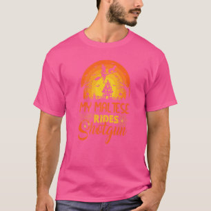 T-shirt Vintage coucher de soleil Mon chien maltais Ride S