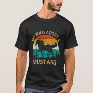 T-shirt Vintage Coucher de soleil Wild Mustang Cheval Go W