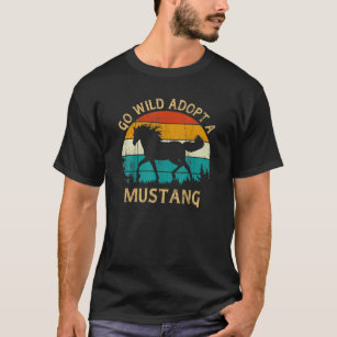T-shirt Vintage coucher de soleil Wild Mustang Horse Go Wi