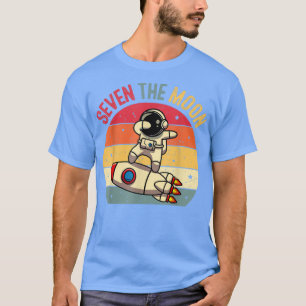 T-shirt Vintage Cute Astronaut Sept la Lune 7e anniversair