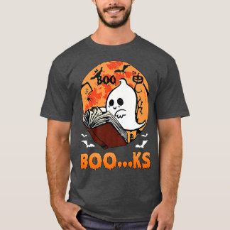 T-shirt Vintage Cute Ghost Livre Lecture Halloween Enseign