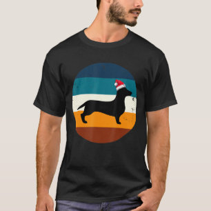 T-shirt Vintage Dachshund Santa Hat Dackel Propriétaire du